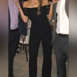 Nightcap Chic Black Lace Jumpsuit